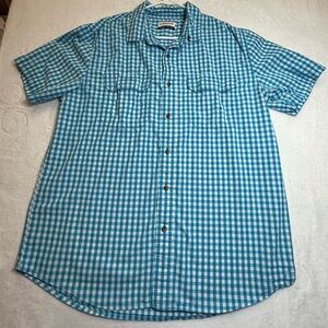 Magellan Outdoors Blue Checkered Button Down Casual Shirt